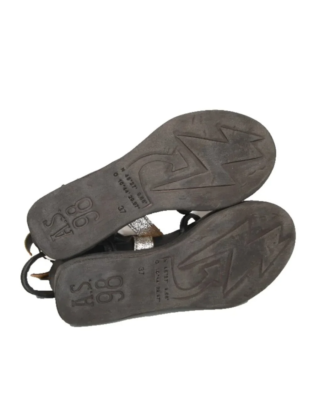 NWT $360 A.S.98 Labo Platform Sandal LEATHER STRAPPY PLATINUM BLACK 37 (DD18)
